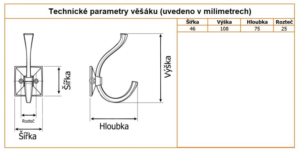 nabytkovy vesak mady technicke parametry